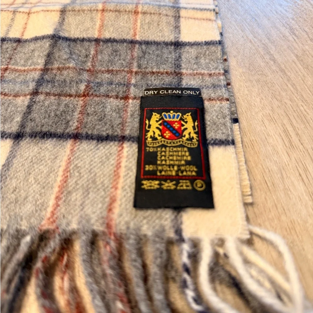 Vintage Men’s Cashmere & Wool Plaid Scarf Made in West Germany Filene’s Boston